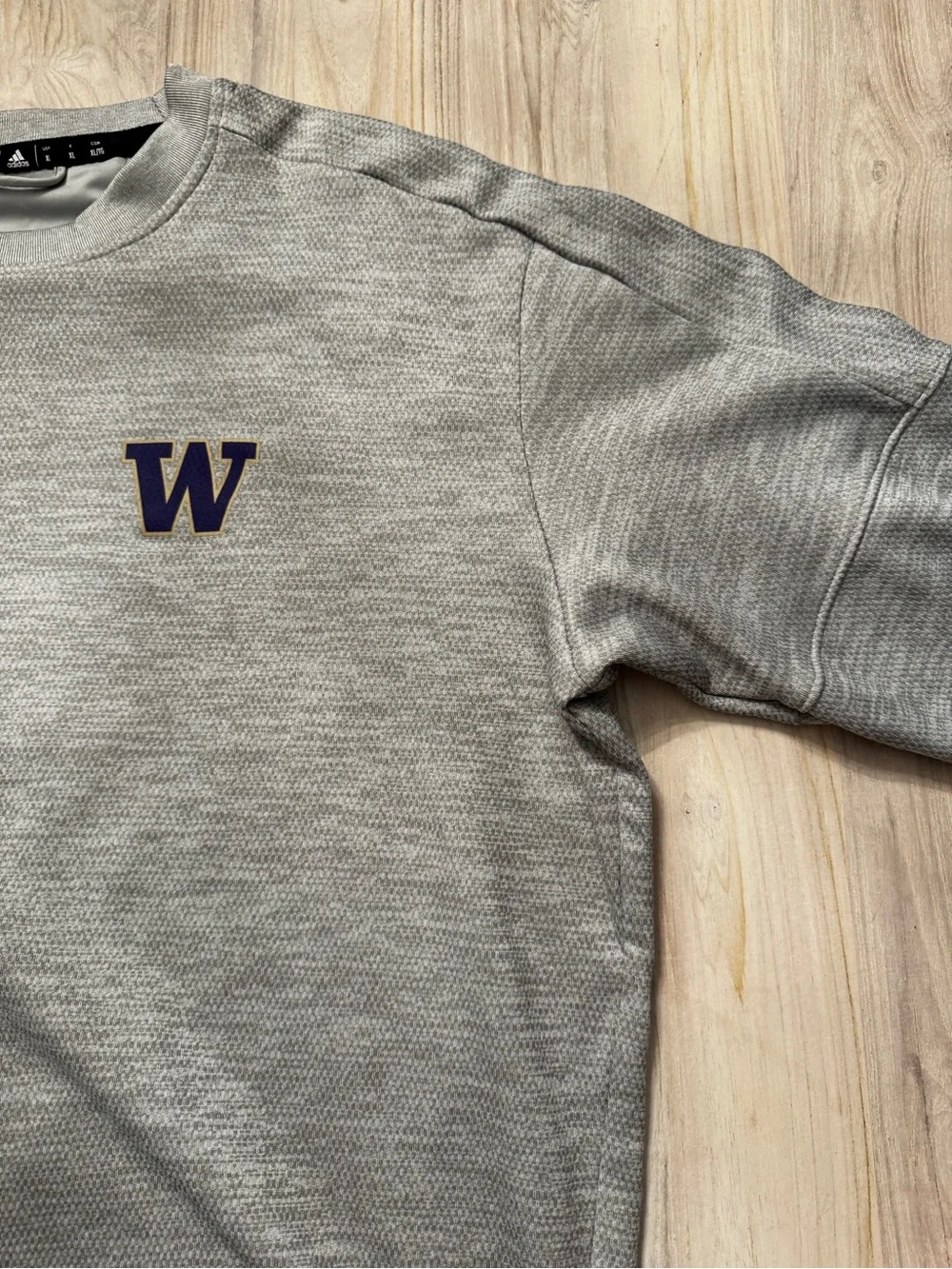 Adidas Washington University Men’s Gray Crewneck Sweatshirt with Purple logo